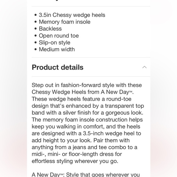 Women's Chessy Wedge Heels with Memory Foam Insole - A New Day™ Silver 7 new - Picture 7 of 8